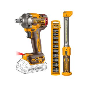 Combo Chave Impacto 405Nm 1/2" 20V INGCO 2 Bat + Acessórios